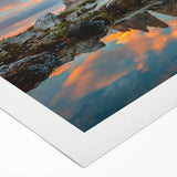 Art deco poster featuring the Dolomites in muted earth tones on rolled canvas, suitable for dining room decor.