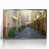 Framed acrylic print of Florence scenery in muted earth tones, ideal for modern art wall decor.