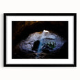 Extra large abstract art print of Mount Etna, featuring vibrant, textured colors, framed in black.