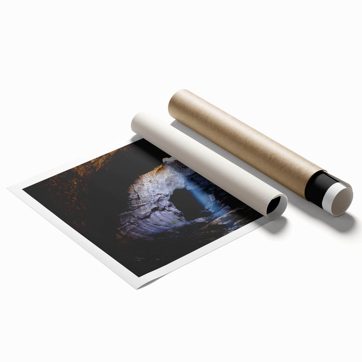 Rolled print of Mount Etna with vibrant green flora foreground, ideal for classy bathroom wall art.