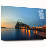 Acrylic print of a large abstract depiction of Naples, Italy in muted earth tones, ideal for bedroom or dining room art.