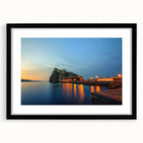 Extra large, colorful abstract art print of Naples, Italy, in a black frame with mat, ideal for living room decor.