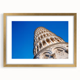 Abstract art print of the Pisa landscape in muted gold and earth tones, framed with a mat, ideal for dining room decor.