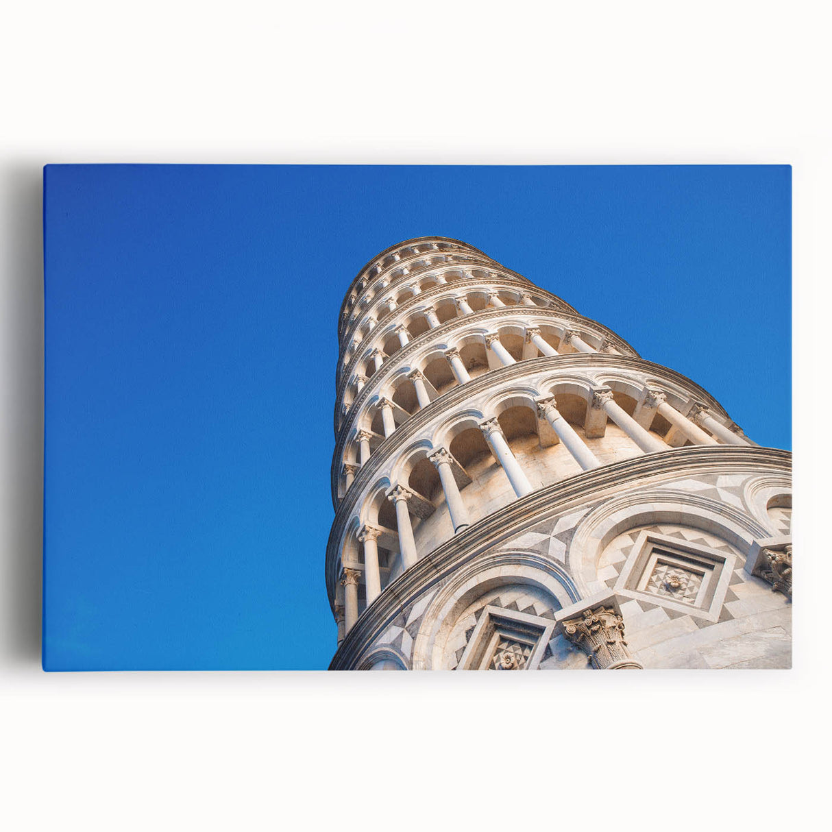 Black and white canvas print of the Leaning Tower of Pisa, ideal for kitchen wall art or bedroom ambiance.