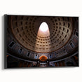 Black and white wall art featuring a vintage poster of the Rome landscape on framed canvas, ideal for bedroom decor.