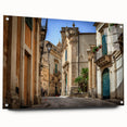 Acrylic print of a Sicilian landscape in muted earth tones, ideal for dining room decor.