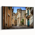 Black and white landscape art painting of Sicily on a framed canvas, ideal for bedroom wall decor.