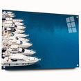 Acrylic glass print of Monaco scenery in muted blue and green tones, suitable for dining room decor.