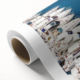 Art Deco style poster of Monaco scenery in pastel shades on rolled canvas, ideal for nursery wall art.