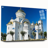 Large abstract wall art of a Montenegro scenery in subdued earth tones on acrylic glass.