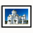 Abstract art print of Montenegro scenery in vibrant colors on a large textured canvas, ideal for living room decor.