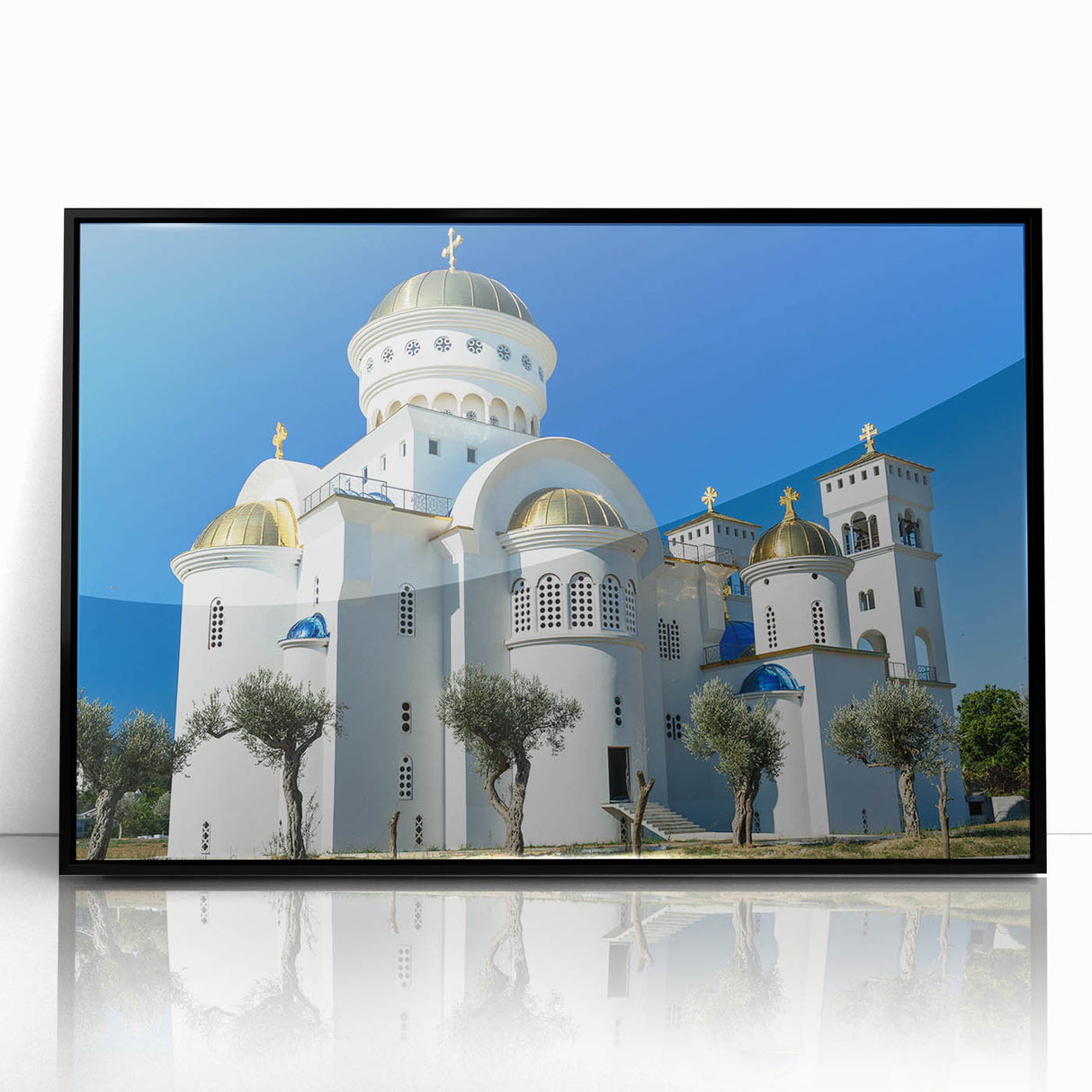 Large abstract wall art depicting a European Montenegro landscape in muted earth tones on a framed acrylic.