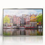 Framed acrylic print of a European landscape in muted earth tones, ideal for modern art wall decor.