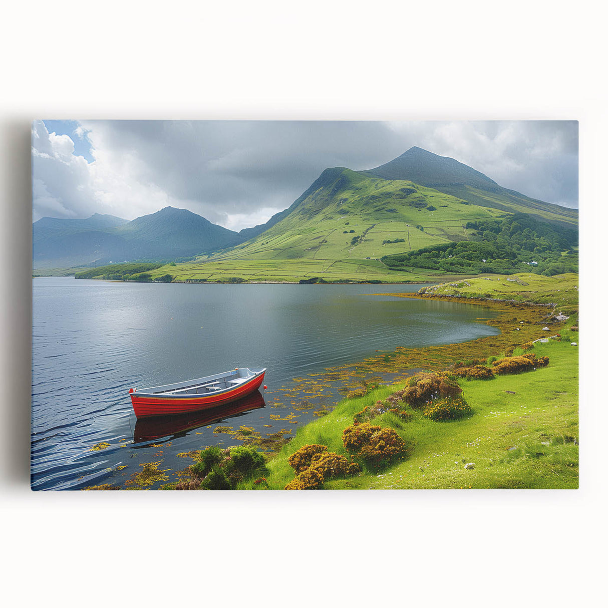 Black and white photo of Northern Ireland's rugged coastline on stretched canvas.