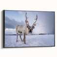 Black and white framed canvas of a vintage Norwegian landscape, ideal for bedroom wall decor.