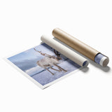 Extra large rolled print of a serene Norwegian landscape with muted green and blue tones, ideal for classy bathroom wall art.