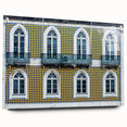 Large abstract wall art of Lisbon scenery on acrylic glass, in muted earth tones, ideal for bedroom or dining room decor.