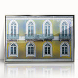 Framed acrylic print of Lisbon cityscape in muted colors, ideal for modern art wall decor.