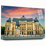 Acrylic print of a European Romanian landscape, in muted earth tones, ideal for dining room decor.