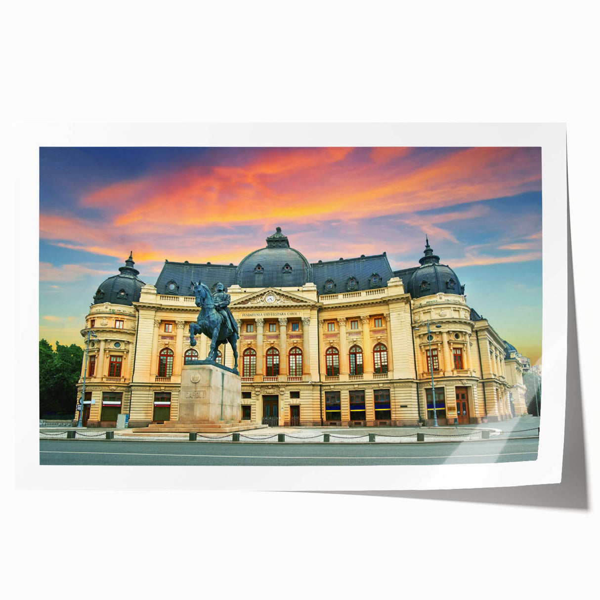 Rolled print of a serene Romanian landscape, featuring soft pastel shades.
