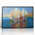 Large abstract wall art depicting a Sochi, Russia scenery in mid-century modernist style.