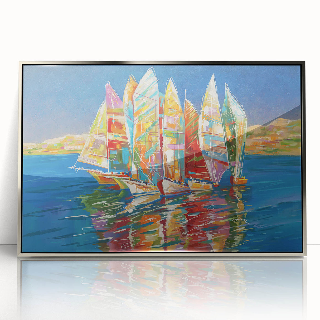 Large art print of Sochi, Russia scenery in mid-century modern style, featuring a muted color palette.