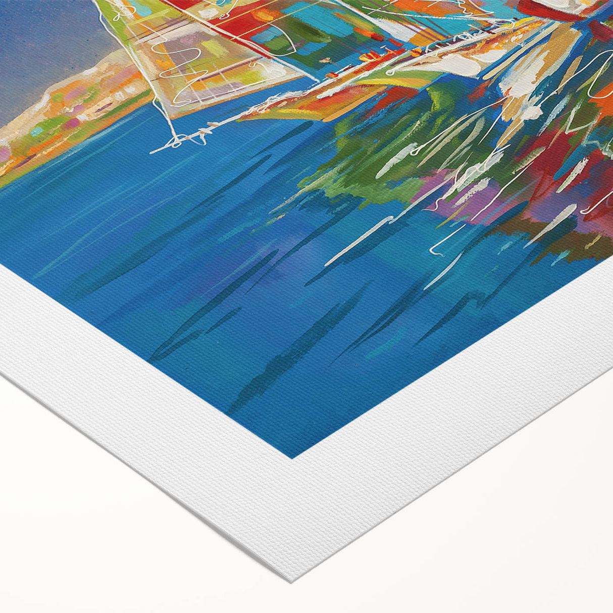 Art deco poster of Sochi landscape in muted gold and blue tones on rolled canvas, suitable for dining room decor.