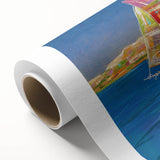Art Deco poster of Sochi landscape in pastel shades on rolled canvas, ideal for nursery wall art.