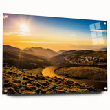 Side view of a large abstract wall art piece depicting the Andalucia scenery in Spain on acrylic glass.