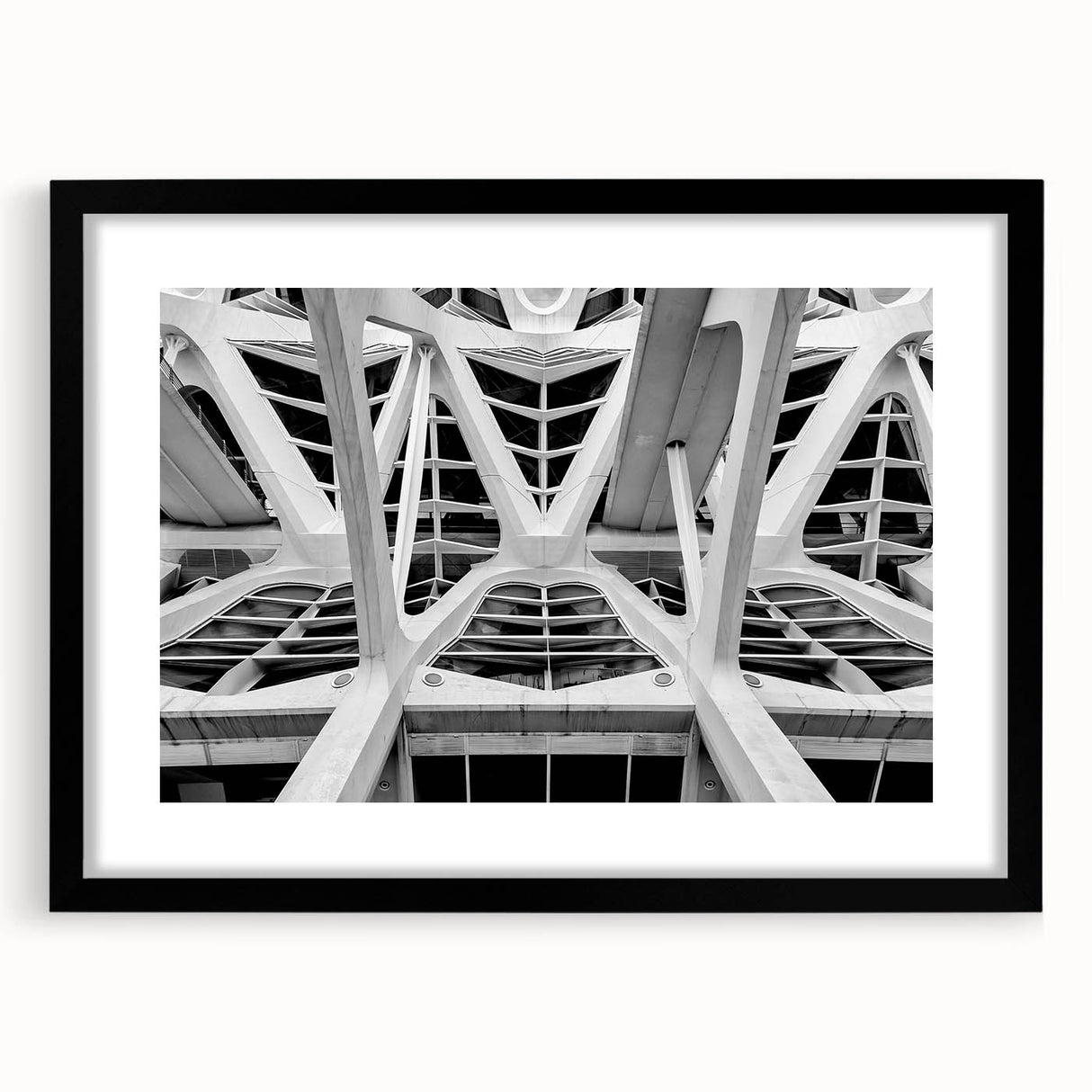 Abstract art print of vibrant, colorful scenery in Valencia on textured canvas, framed in black, ideal for living room decor.
