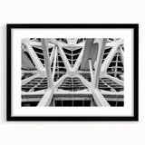 Abstract art print of vibrant, colorful scenery in Valencia on textured canvas, framed in black, ideal for living room decor.