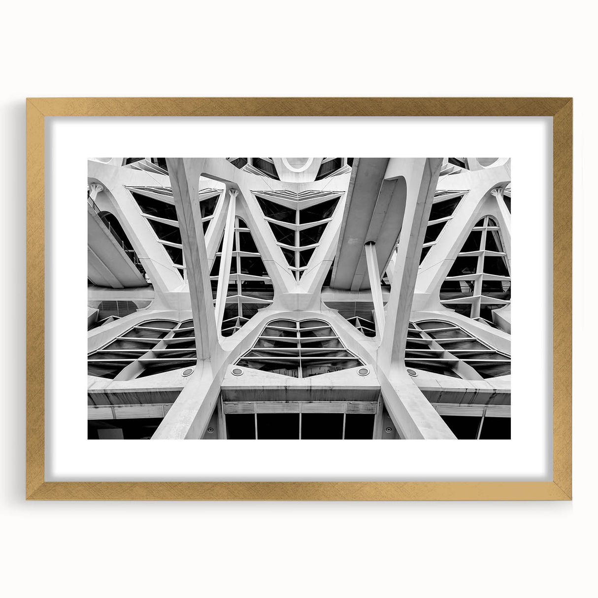 Extra large abstract art print of Valencia scenery in textured tones on a gold-framed canvas, ideal for living room decor.