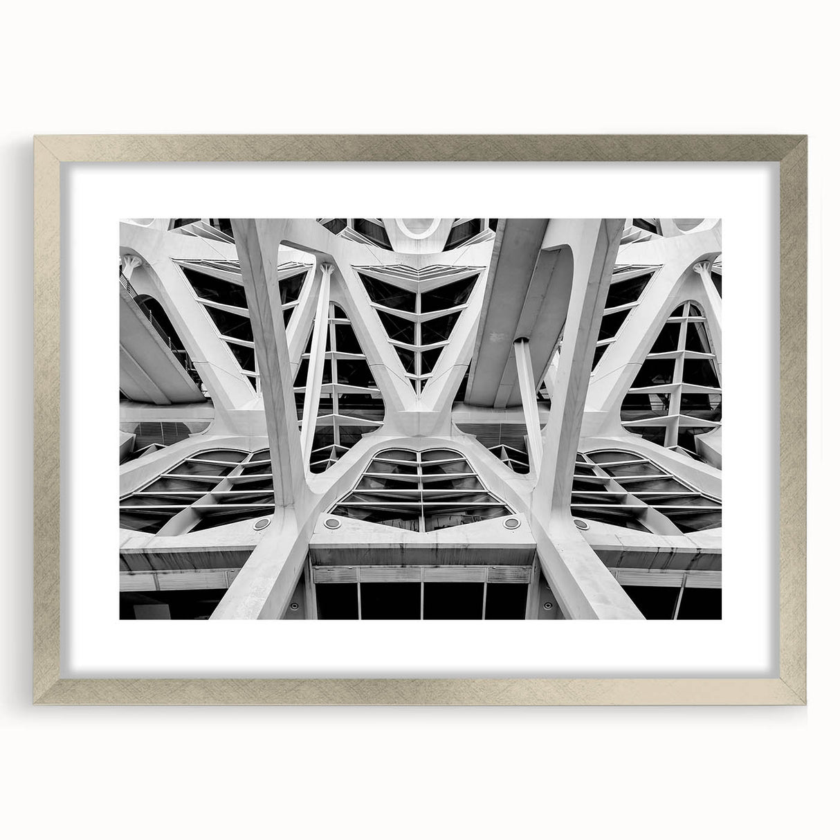 Textured abstract art print of Valencia scenery in muted earth tones, framed with a silver mat, ideal for bedroom art.