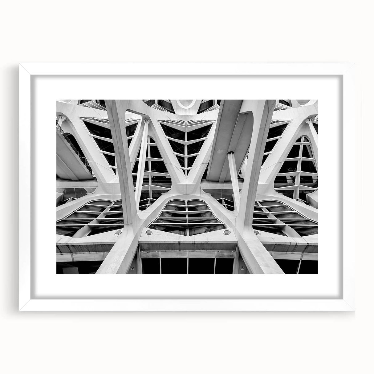 Abstract art print of Valencia scenery in muted earth tones on a framed white mat, ideal for dining room decor.