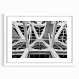 Abstract art print of Valencia scenery in muted earth tones on a framed white mat, ideal for dining room decor.
