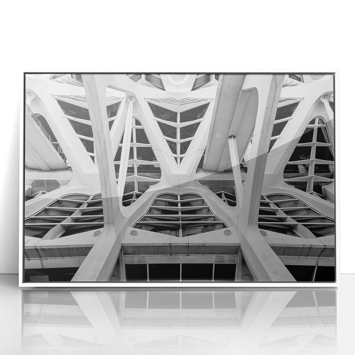 Acrylic print of a serene Valencia scenery in muted earth tones, framed in white, ideal for modern art wall decor.