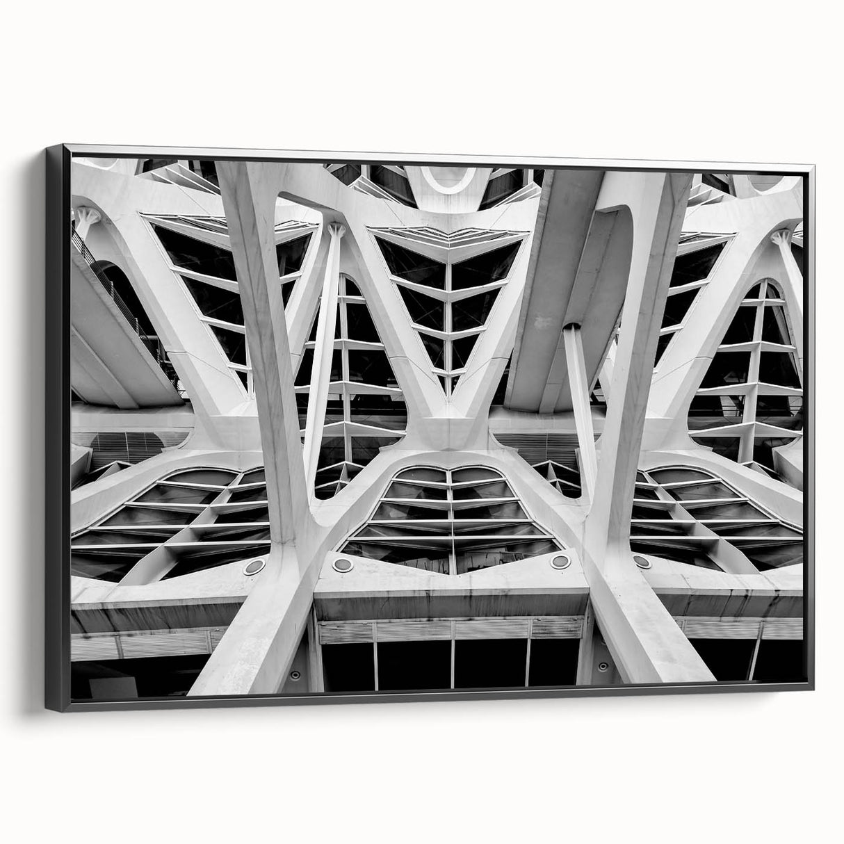 Black and white framed canvas of Valencia landscape, ideal for bedroom wall art in a vintage poster style.