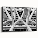 Black and white framed canvas of Valencia landscape, ideal for bedroom wall art in a vintage poster style.