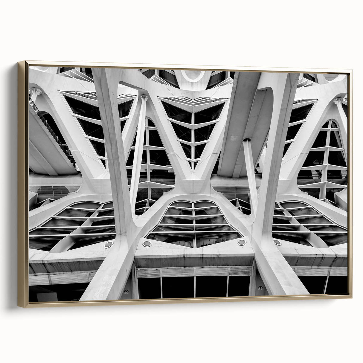 Framed canvas depicting a vintage-style landscape of Valencia, Spain, in muted gold and black tones.