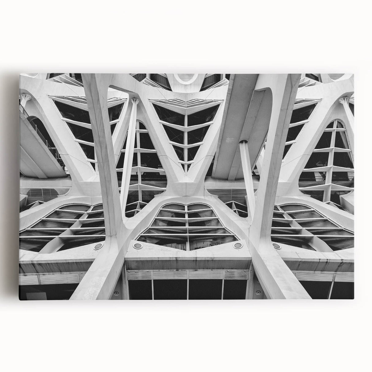 Black and white photograph of Valencia skyline on large stretched canvas, suitable for kitchen wall art.