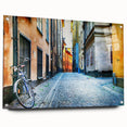 Acrylic print of a large abstract depiction of Stockholm in muted blue and gray tones.