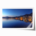 Rolled print of Geneva scenery with floral accents in pastel shades.