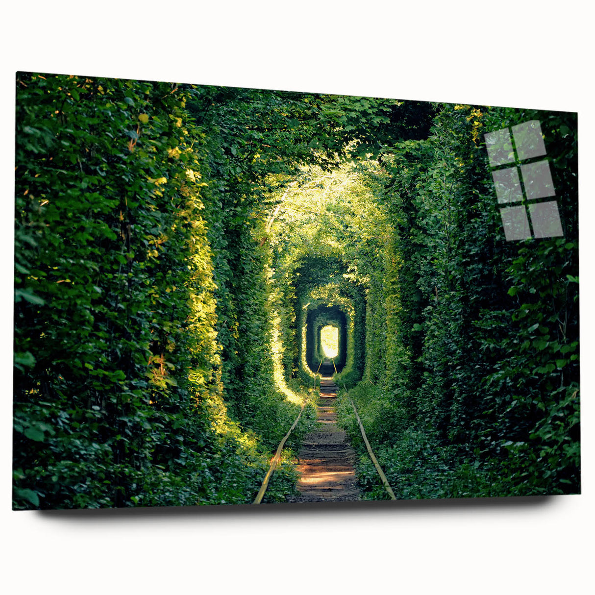 Large abstract wall art of a serene Ukrainian landscape in muted earth tones, acrylic print.
