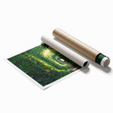 Extra large rolled print of a serene Ukrainian landscape with soft floral elements, ideal for classy bathroom wall art.