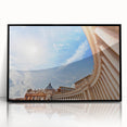 Large abstract wall art depicting the Vatican scenery in muted earth tones on a framed acrylic.