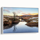 Vintage poster art of a scenic Wales landscape, featuring colorful art on a large framed canvas, ideal for living room decor.