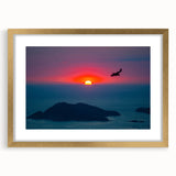 Extra large abstract art print of Acapulco scenery in gold frame, featuring textured brush strokes in vibrant colors.