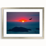 Textured abstract art print of Acapulco scenery in muted earth tones, framed in silver, ideal for bedroom art.