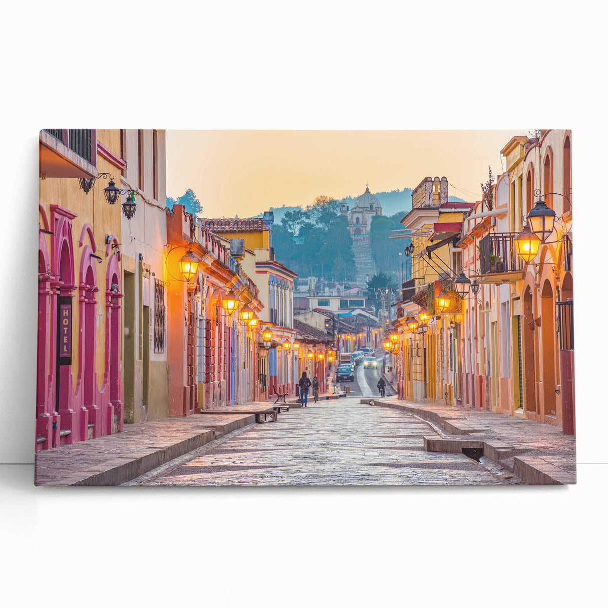 Black and white large art print of Mexico City skyline on stretched canvas, ideal for kitchen wall art or bedroom decor.