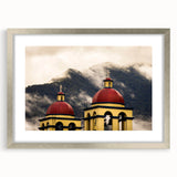 Textured abstract art print of a serene Oaxaca landscape in muted earth tones, framed in silver, ideal for bedroom decor.